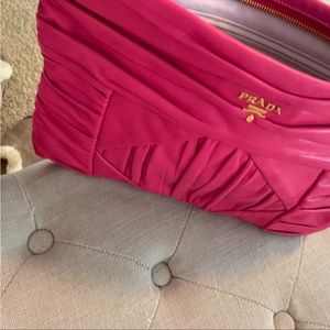 Authentic Prada pink clutch bag pouch handbag used preowned